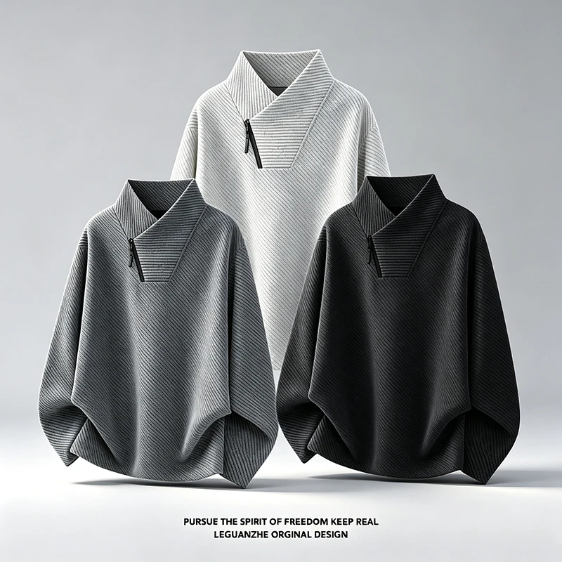 Mens Fashion Summer - Maglia da uomo con colletto alto
