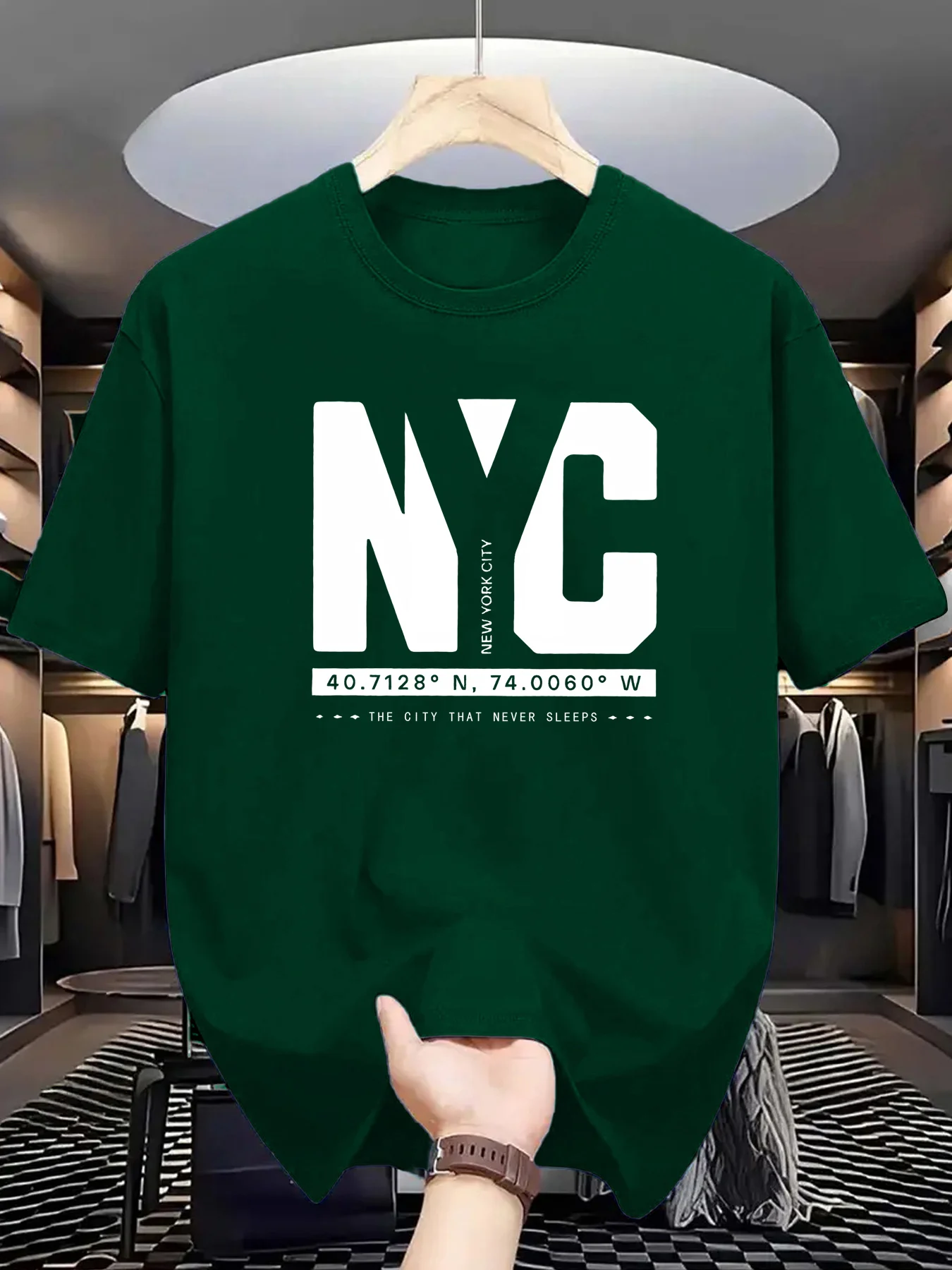 Men'S Fashion New York - T-shirt sportiva da uomo a maniche