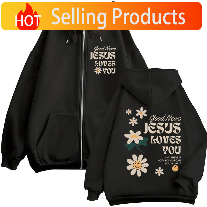 Buone Nuove: Gesù Ti Ama - Fel - Mens Fashion Zip Up Hoodies recensione e prezzo