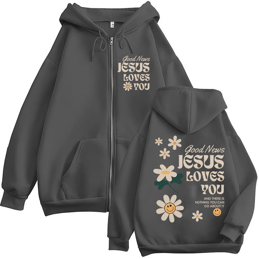 Buone Nuove: Gesù Ti Ama - Fel - Mens Fashion Zip Up Hoodies recensione e prezzo